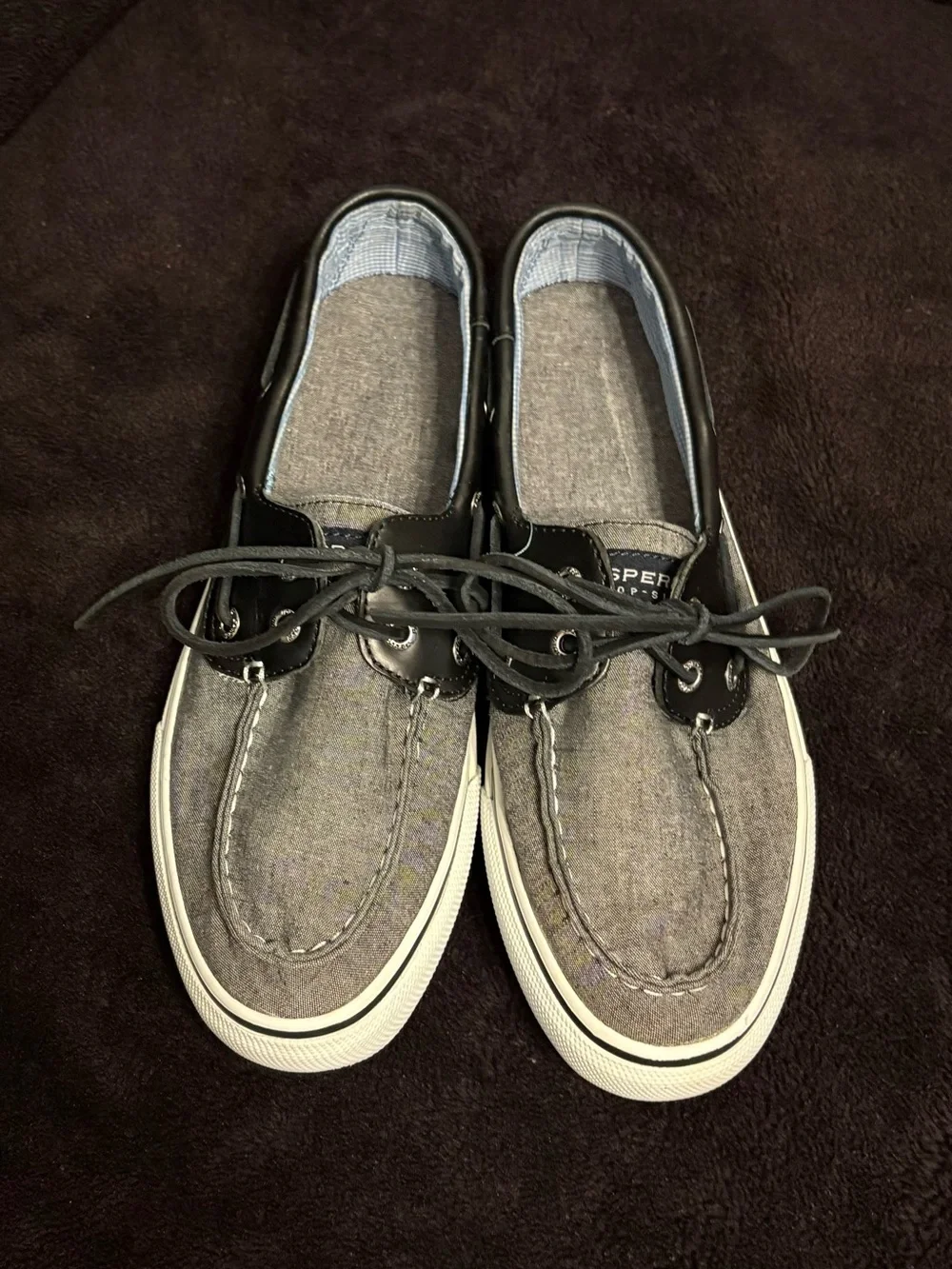 Sperry STS10640 Top-sider Bahama 2 eye dark blue canvas deck boat shoes 8.5M